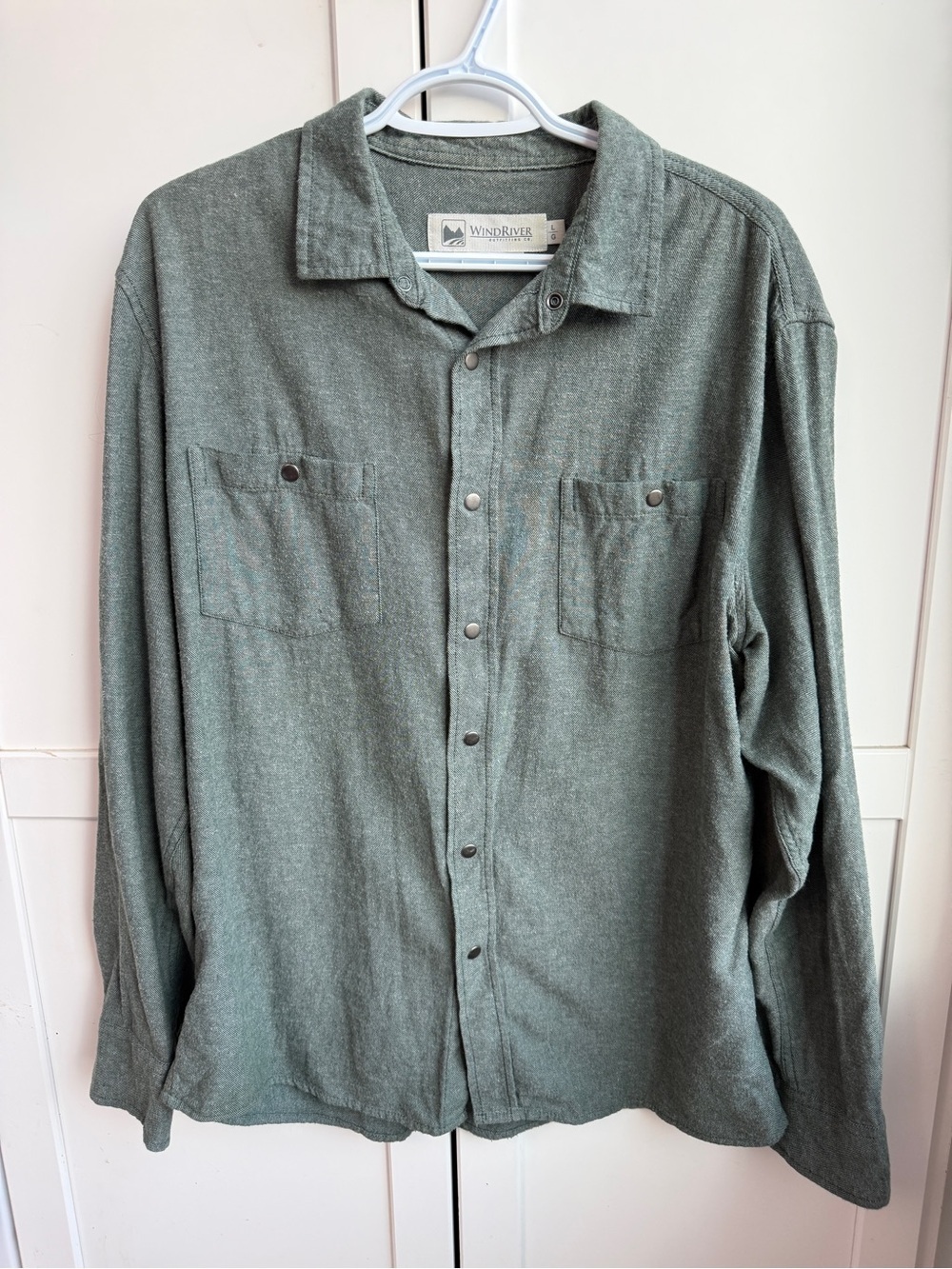 WindRiver Men’s Green Cotton Snap-Front Shirt Size Large